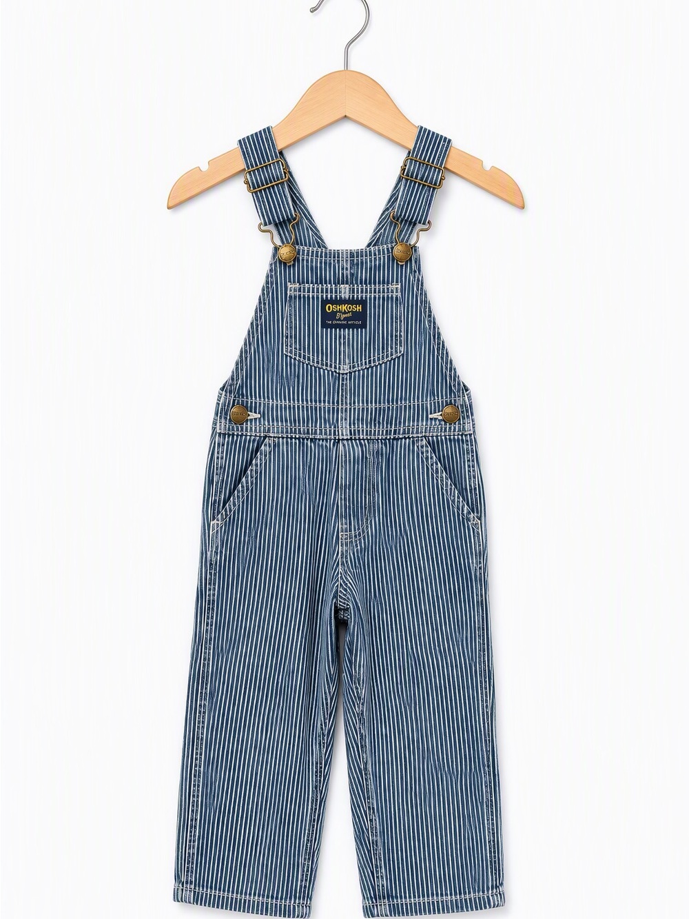 Vintage 90s OshKosh B'gosh Hickory Stripe Vestbak Overalls 3X Navy Gold Label